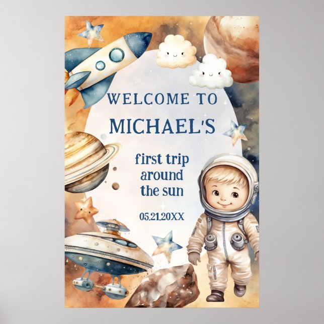 Affiche Anniversaire Premier Voyage Autour Du Soleil Bienv (Devant)