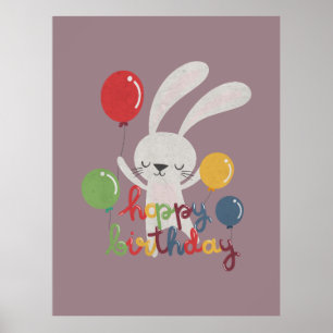 Affiche Anniversaire Rabbit Pun : Hoppy Anniversaire