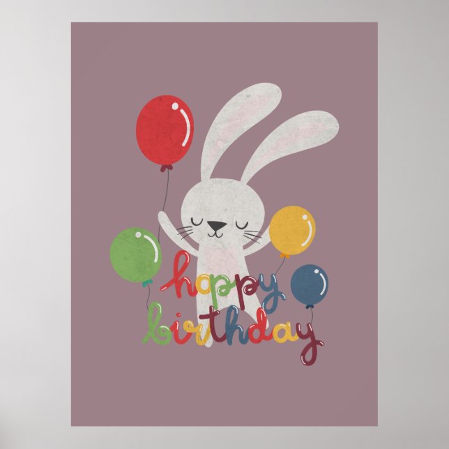 Affiche Anniversaire Rabbit Pun : Hoppy Anniversaire (Devant)