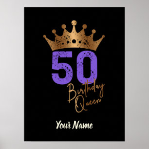 Affiche Anniversaire Reine 50 pour 50e anniversaire couron