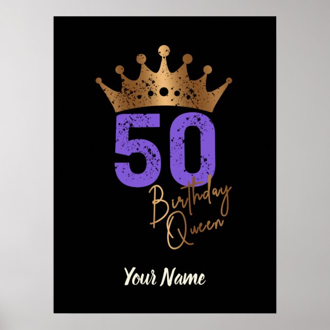 Affiche Anniversaire Reine 50 pour 50e anniversaire couron (Devant)
