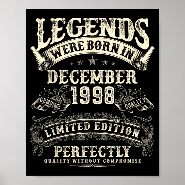 Affiche Anniversaire rétro de 27 ans pour hommes nés le 1e (Devant)