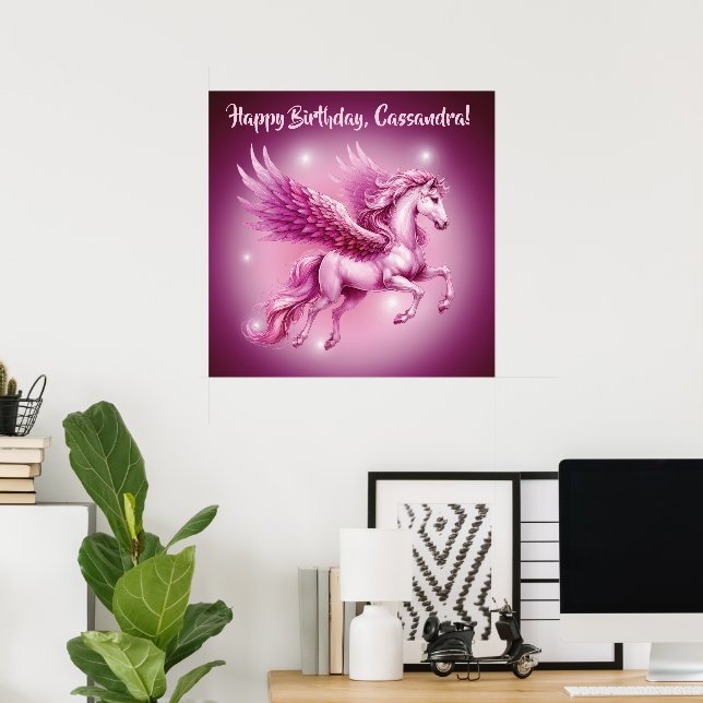 Affiche Anniversaire rose Pegasus Imaginaire Design Matte (Bureau à domicile)