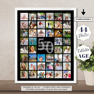 Affiche Anniversaire Simple 44 Photo Collage Couleurs pers