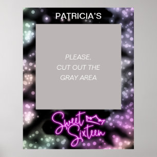 Affiche Anniversaire Sweet 16 Fête Coloré Néon Glow Sombre