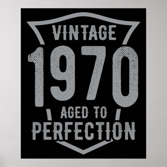 Affiche Anniversaire Vintage 1970 Vieilli À La Perfection (Devant)