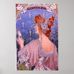 Affiche Annonce Art Nouveau Corset