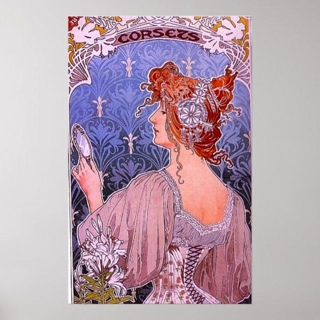 Affiche Annonce Art Nouveau Corset (Devant)
