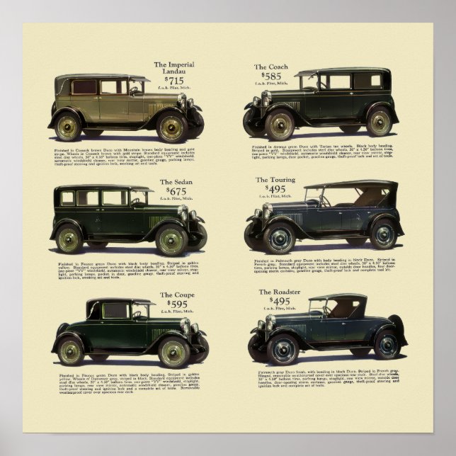 Affiche Annonce automobile 1928 vintage (Devant)