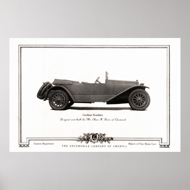 Affiche Annonce automobile vintage Gunboat Roadster de 191 (Devant)