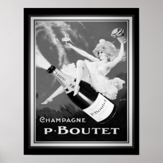 Affiche Annonce champagne "P. Boutet" Vintage des années 1
