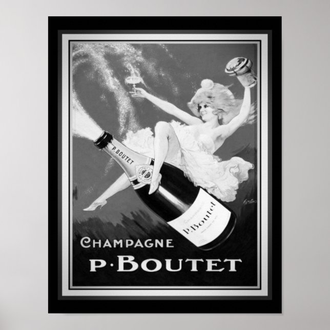 Affiche Annonce champagne "P. Boutet" Vintage des années 1 (Devant)