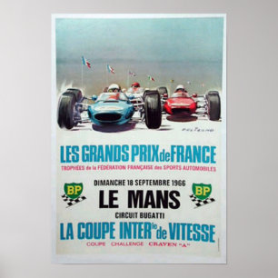 Affiche Annonce de courses de lemans 1966