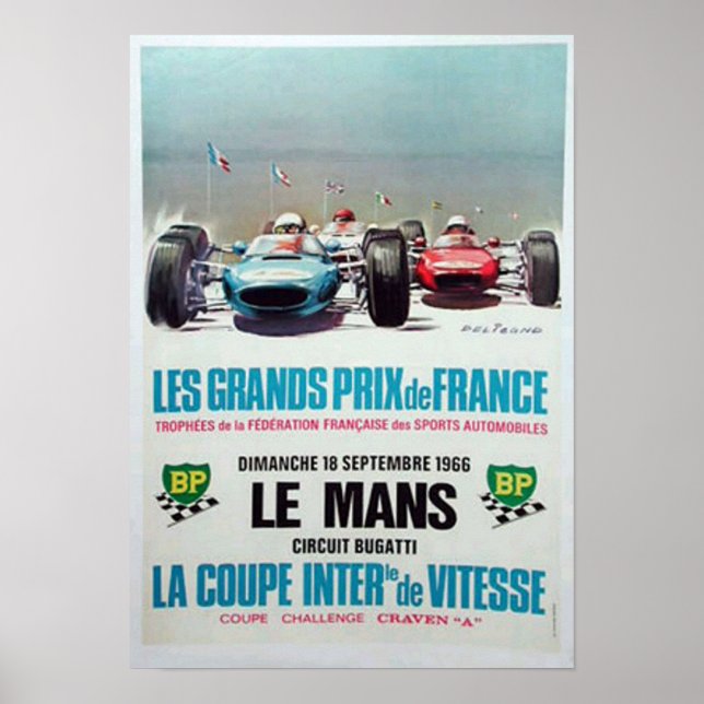 Affiche Annonce de courses de lemans 1966 (Devant)