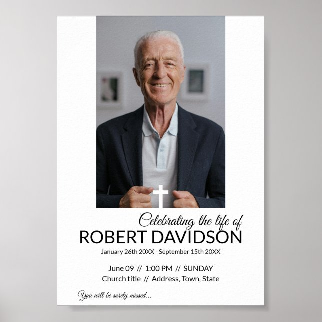 Affiche Annonce de décès numérique à télécharger instantan (Devant)