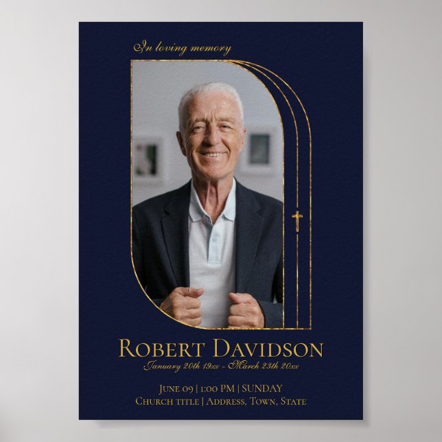 Affiche Annonce de décès sur Facebook Deep Blue (Devant)