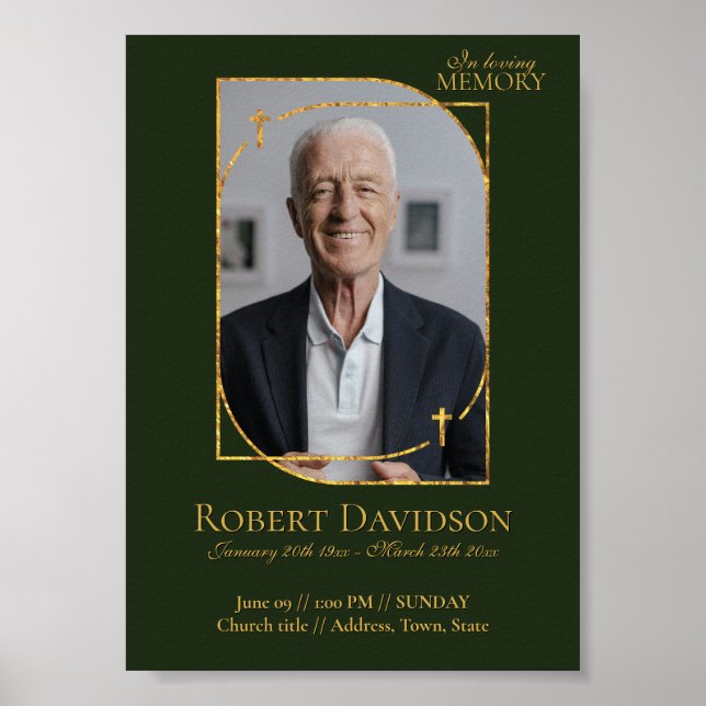 Affiche Annonce de décès sur Facebook Deep Green (Devant)