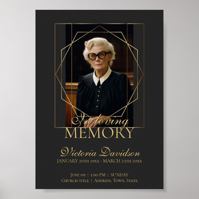 Affiche Annonce de funérailles numérique gris foncé (Devant)