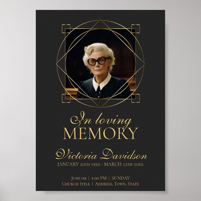 Affiche Annonce de funérailles numérique Post Gris foncé (Devant)
