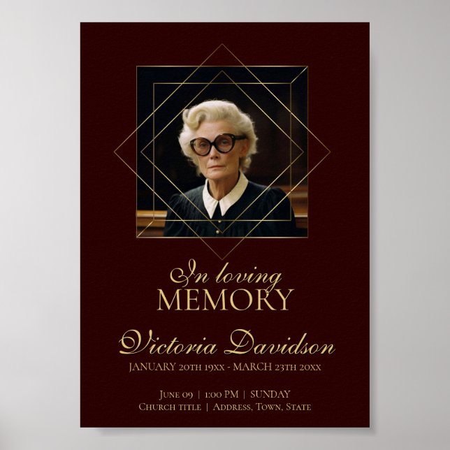 Affiche Annonce de funérailles numérique Rouge foncé (Devant)