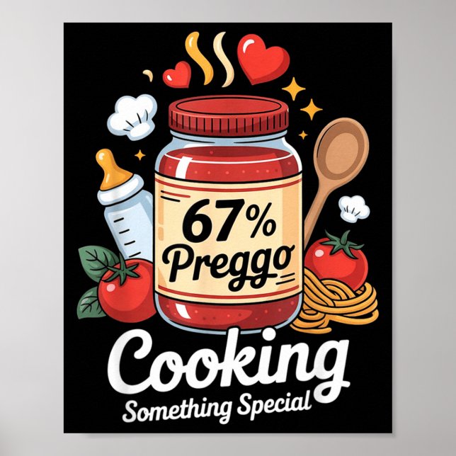 Affiche Annonce de grossesse au Pâtes Sauce Preggo Drôle 6 (Devant)