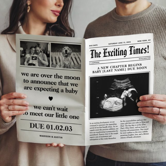 Affiche Annonce de grossesse dans un journal plié en deux  (Créateur téléchargé)