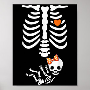 Affiche Annonce de grossesse Halloween Skeleton Baby Showe