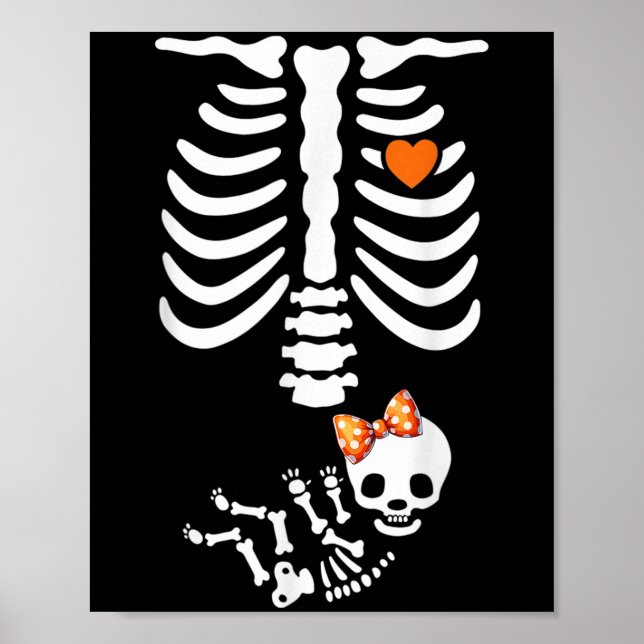 Affiche Annonce de grossesse Halloween Skeleton Baby Showe (Devant)