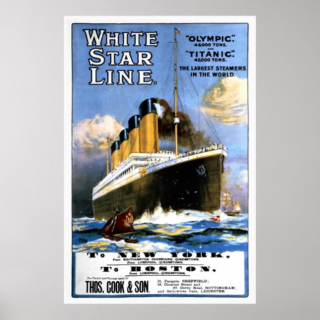 Affiche Annonce de la ligne Titanic White Star (Devant)