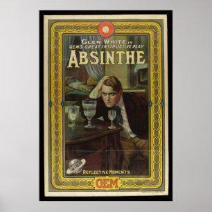 Affiche Annonce de lecture vintage d'Absinthe