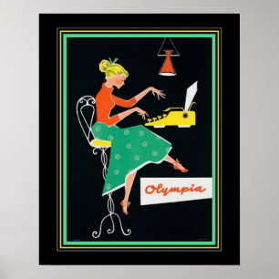 Affiche Annonce de machine à écrire du milieu du siècle