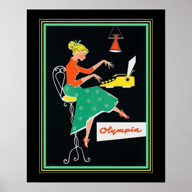 Affiche Annonce de machine à écrire du milieu du siècle (Devant)