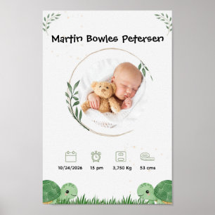 Affiche Annonce de naissance de bébé personnalisée 
