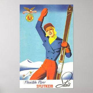 Affiche Annonce de ski vintage