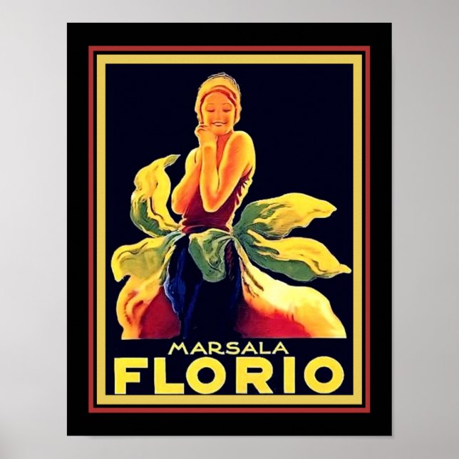 Affiche Annonce de vin Florio Marsala 1925 (Devant)