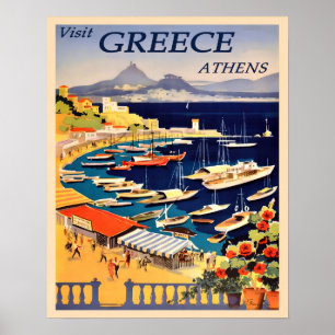 Affiche Annonce de voyage en Grèce vintage