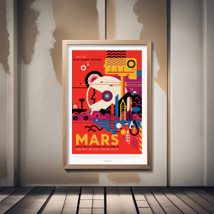 Affiche Annonce de voyage Sci-Fi, Planète Mars