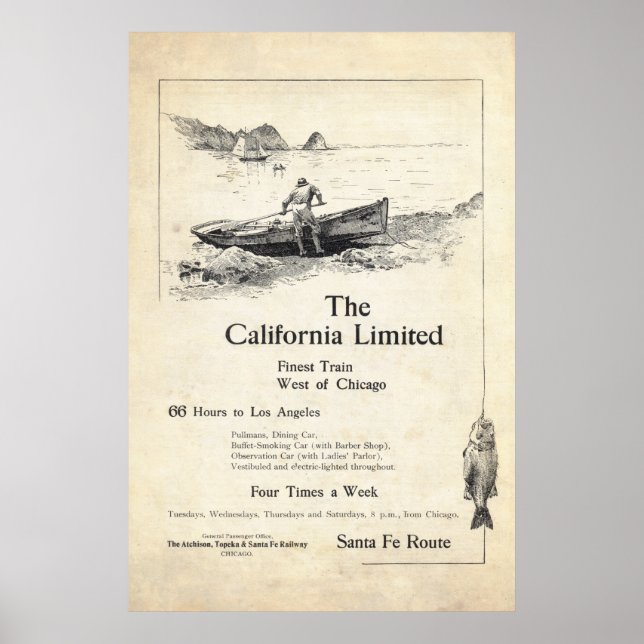 Affiche Annonce ferroviaire vintage de 1899 (Devant)