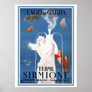 Affiche Annonce italienne de voyage de Sirmione des années