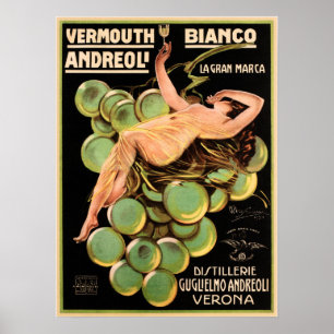 Affiche Annonce Liqueuse italienne Vérone VERMOUTH BIANCO