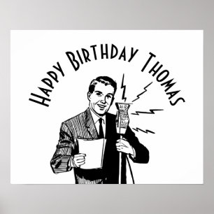 Affiche Annonce radio vintage d'anniversaire