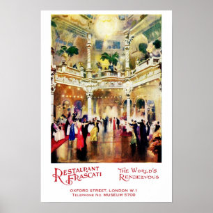 Affiche Annonce vintage d'âge jazz Restaurant Frascati