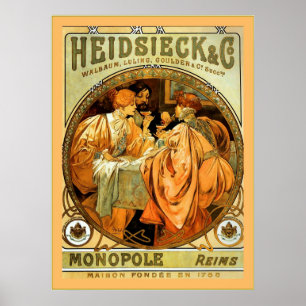 Affiche Annonce vintage de Heidsieck et de Cie. Champagne