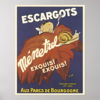 Affiche Annonce Vintage Escargot Mementrel