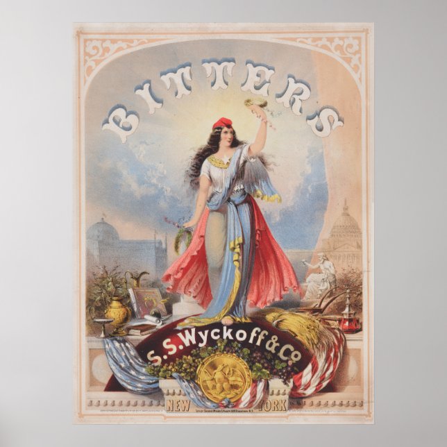 Affiche Annonce Vintage Pour Bitters Vendu Par S. S. Wycko (Devant)