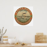 Affiche Annonce Vintage Pour Fanny Ross Cuivre Distillée W<br><div class="desc">Publicité vintage pour le whisky distillé de cuivre Fanny Ross. Image d'un étiquette de canon à whisky représentant un bateau à vapeur voyageant le long d'une rivière avec Fanny Ross écrit sur le côté du bateau à travers le paddlewheel.</div>