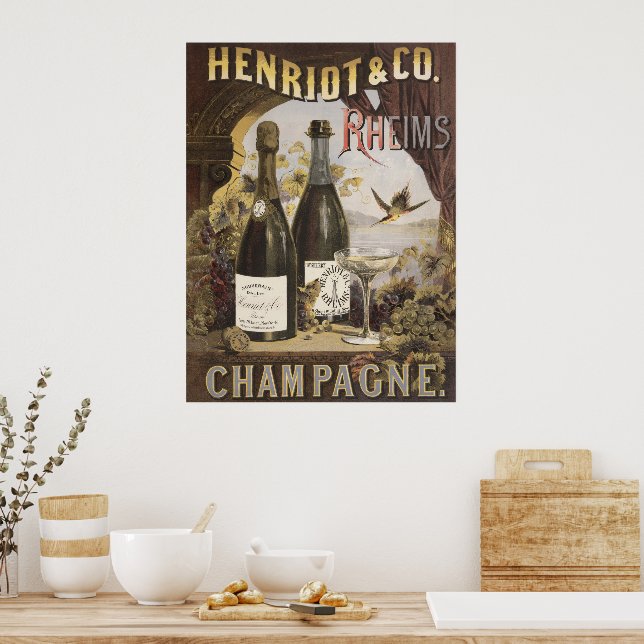 Affiche Annonce Vintage Pour Henriot & Co. Rheims Champagn (Cuisine)