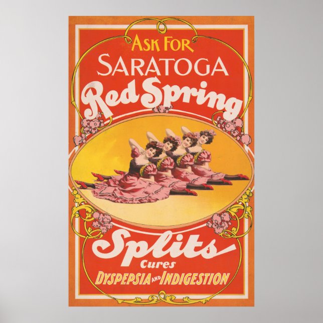 Affiche Annonce Vintage Pour Saratoga Red Spring Splings (Devant)
