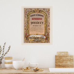 Affiche Annonce Vintage Pour Whiskey Hygiénique Gilbert & 