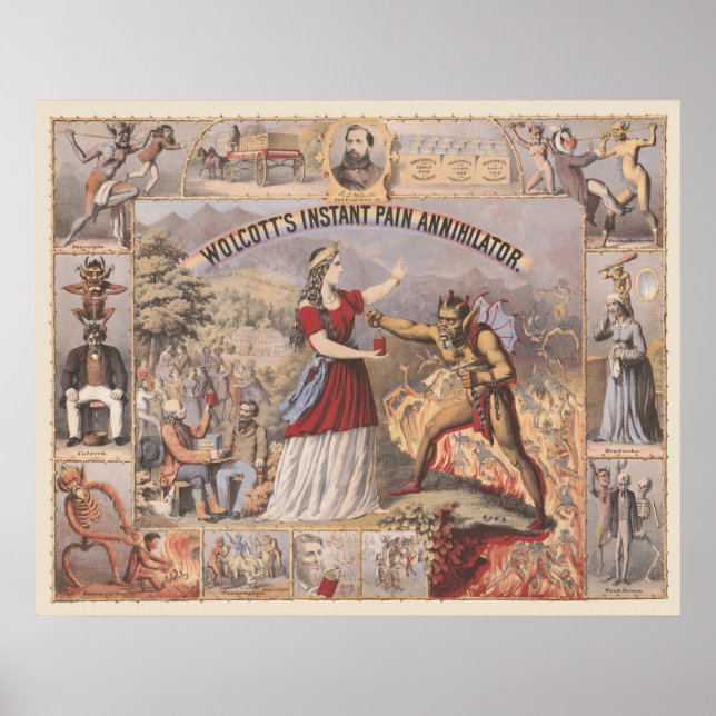 Affiche Annonce Vintage pour Wolcott's Instant Pain Annihi (Devant)